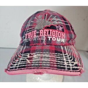 True Religion World Tour Embroidered Pink Hat Cap strapback Vintage Y2K